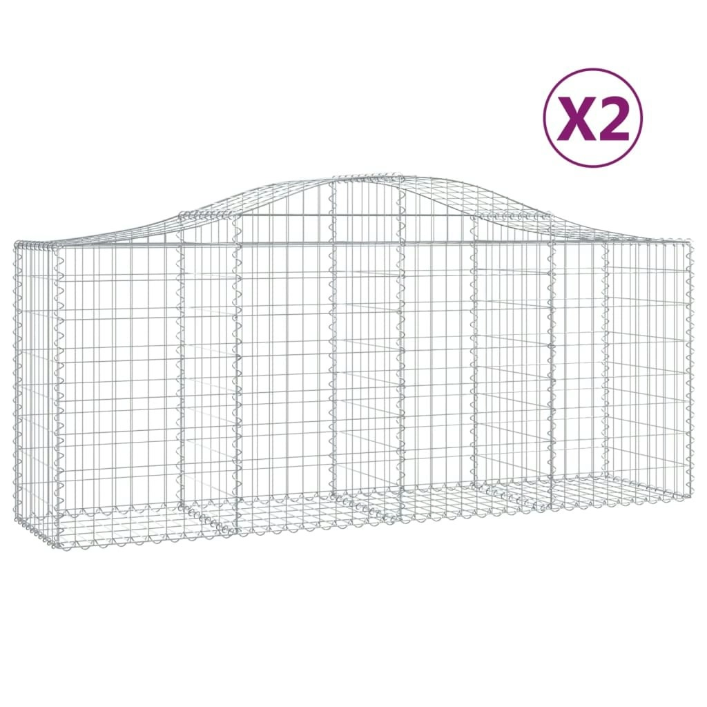 Arched Gabion Baskets 2 pcs 200x50x80/100 cm Galvanised Iron 3145619