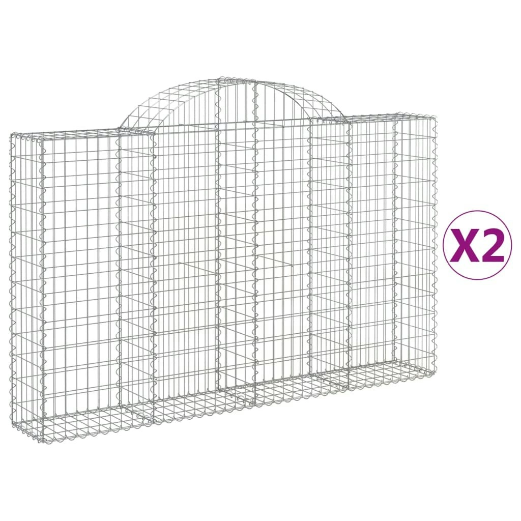 Arched Gabion Baskets 2 pcs 200x30x120/140 cm Galvanised Iron 3146131