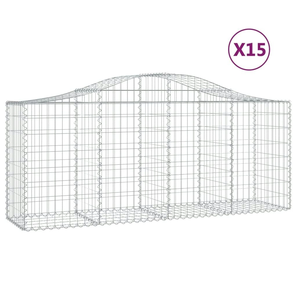 Arched Gabion Baskets 15 pcs 200x50x80/100 cm Galvanised Iron 3145632