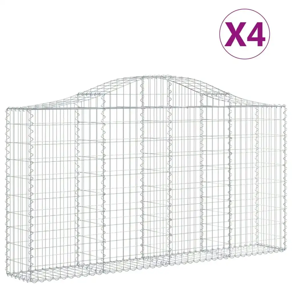 Arched Gabion Baskets 4 pcs 200x30x100/120 cm Galvanised Iron 3145432