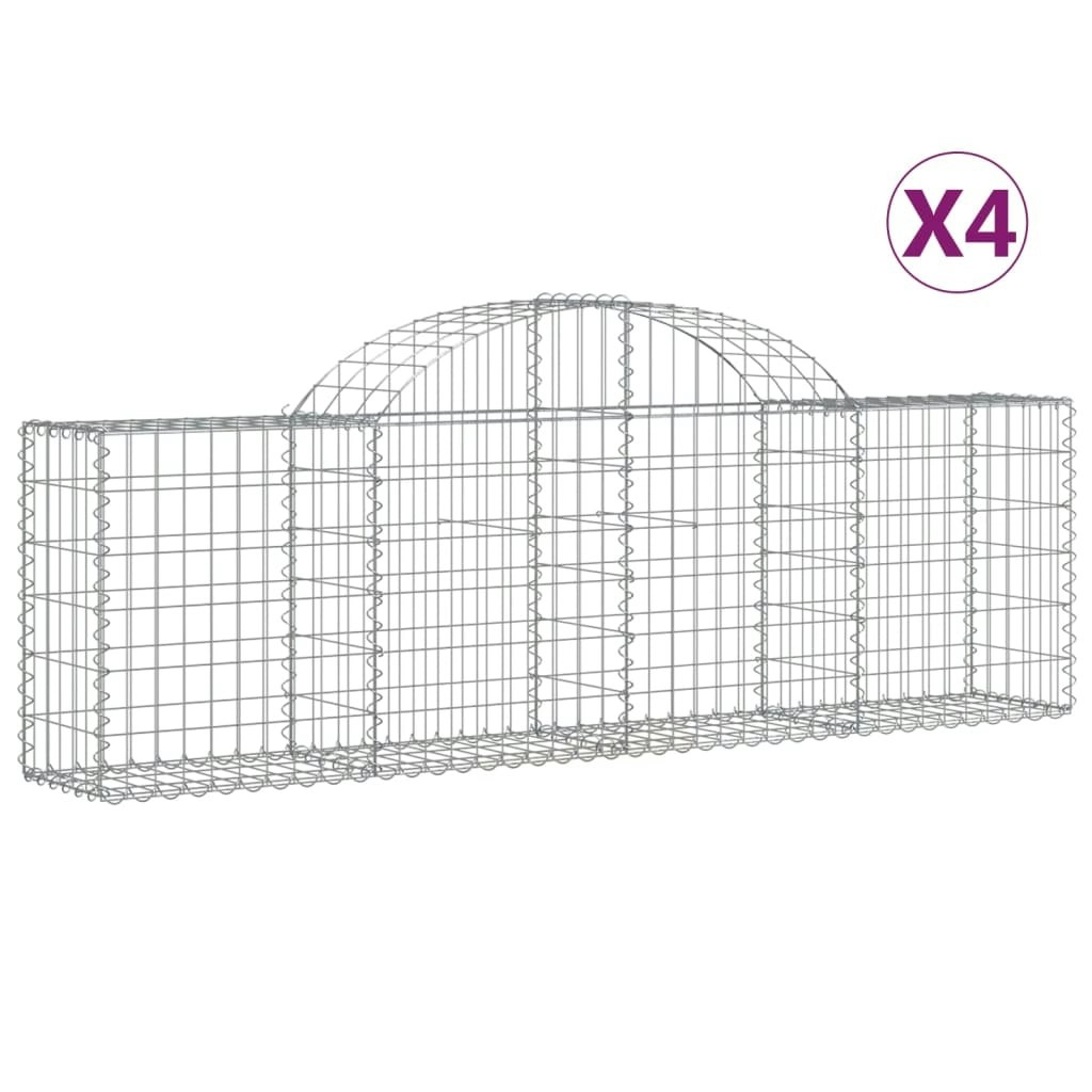 Arched Gabion Baskets 4 pcs 200x30x60/80 cm Galvanised Iron 3146070