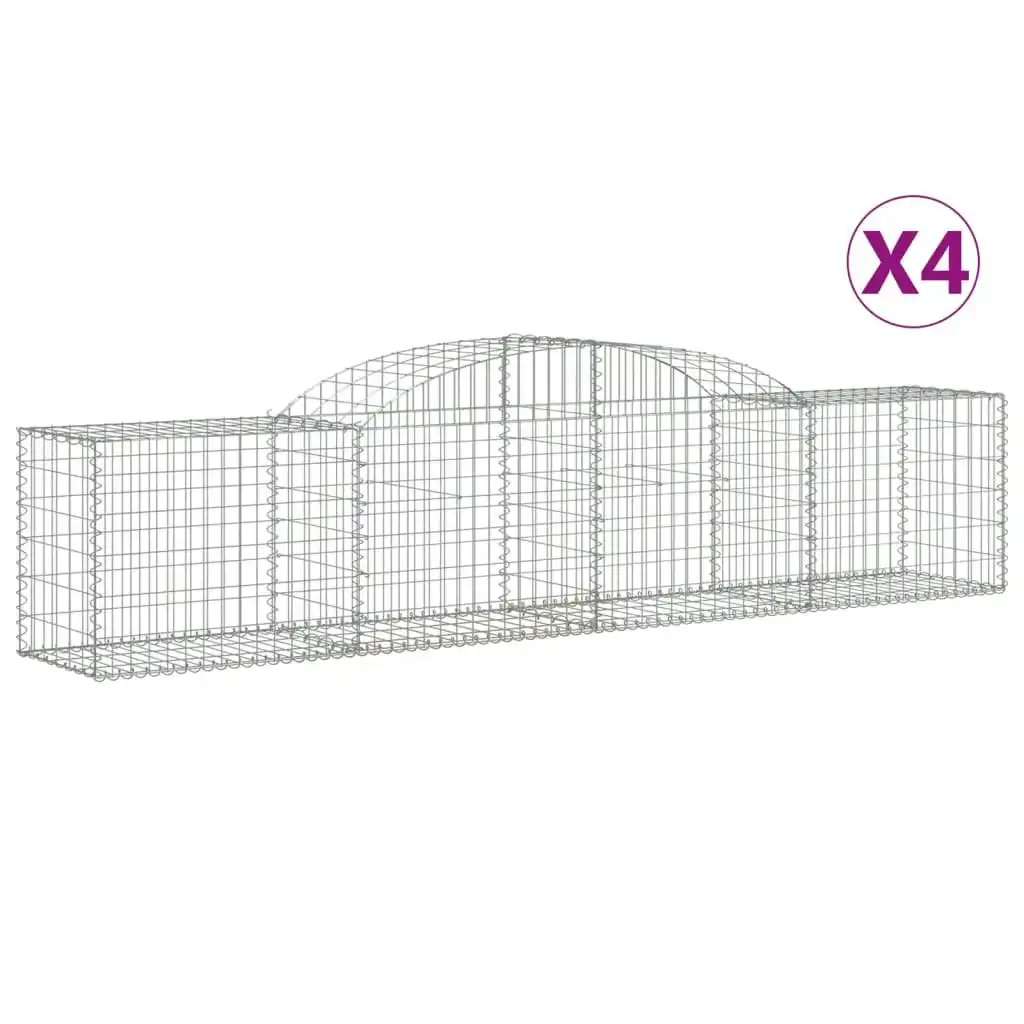 Arched Gabion Baskets 4 pcs 300x50x60/80 cm Galvanised Iron 3146667