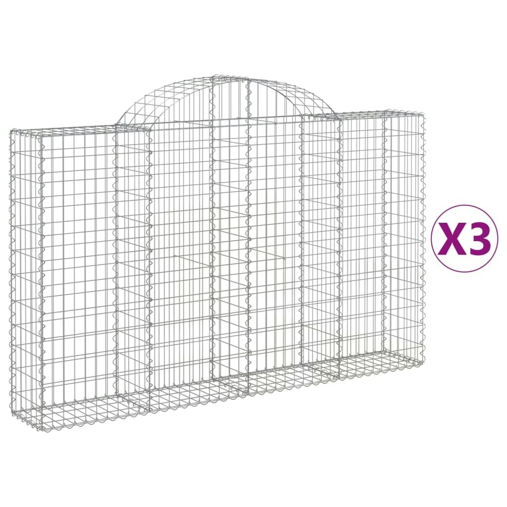 Arched Gabion Baskets 3 pcs 200x30x120/140 cm Galvanised Iron 3146132