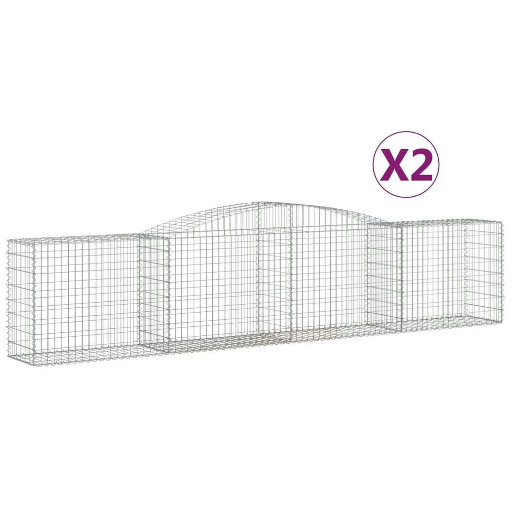 Arched Gabion Baskets 2 pcs 400x50x80/100 cm Galvanised Iron 3146983