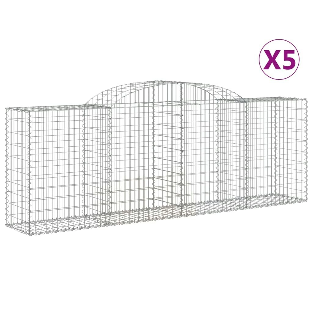 Arched Gabion Baskets 5 pcs 300x50x100/120 cm Galvanised Iron 3146704