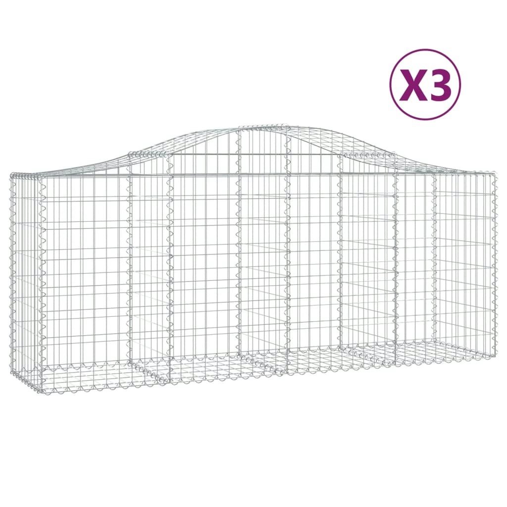 Arched Gabion Baskets 3 pcs 200x50x80/100 cm Galvanised Iron 3145620