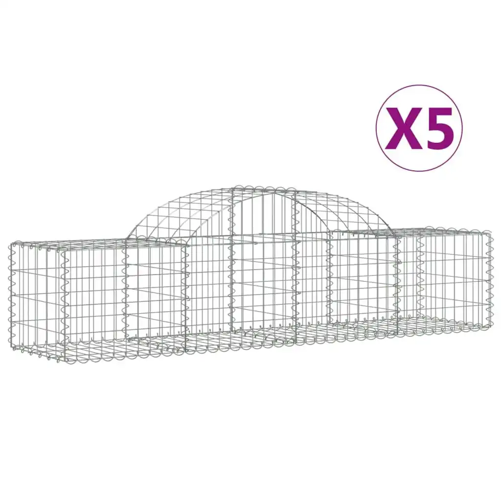 Arched Gabion Baskets 5 pcs 200x50x40/60 cm Galvanised Iron 3146260