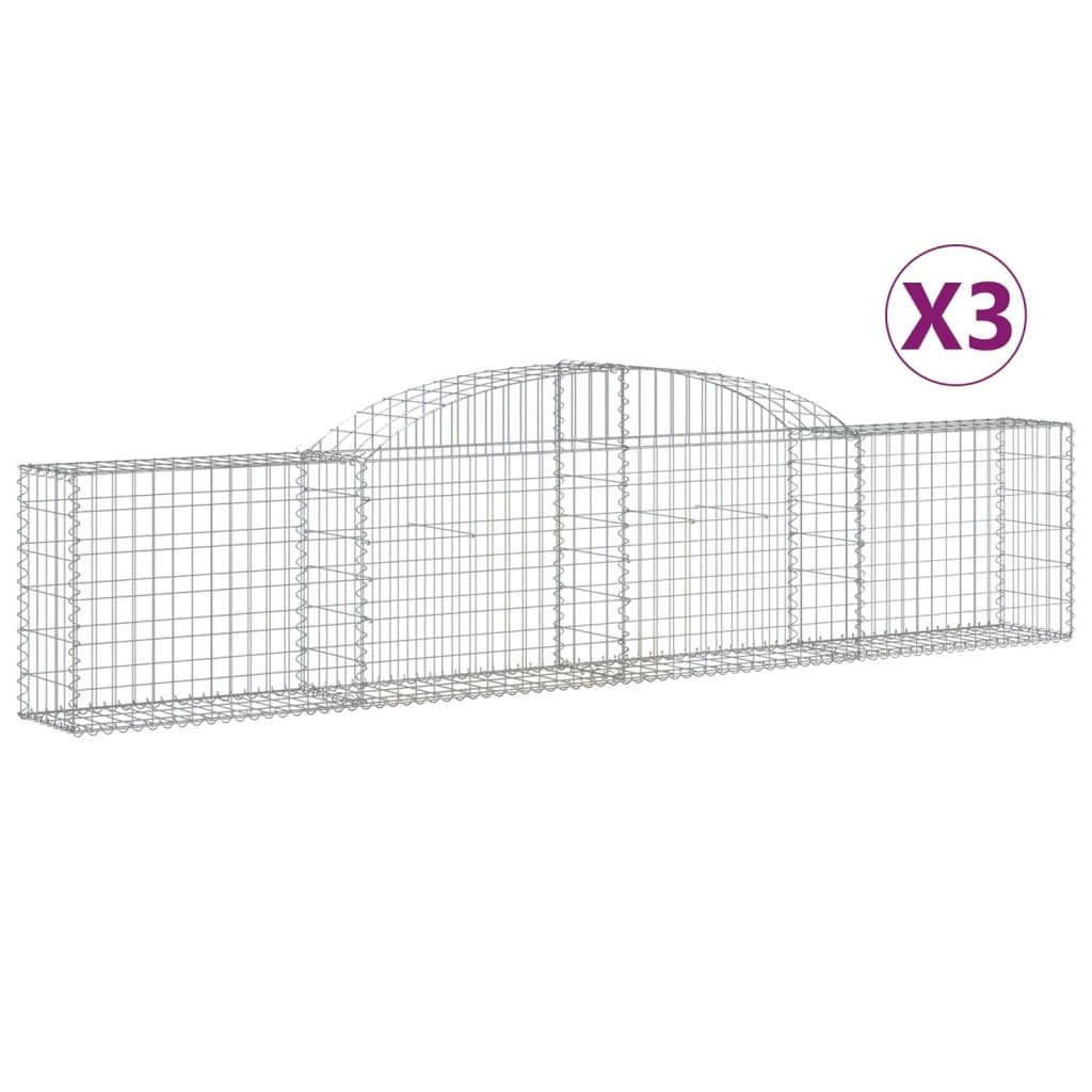 Arched Gabion Baskets 3 pcs 300x30x60/80 cm Galvanised Iron 3146486