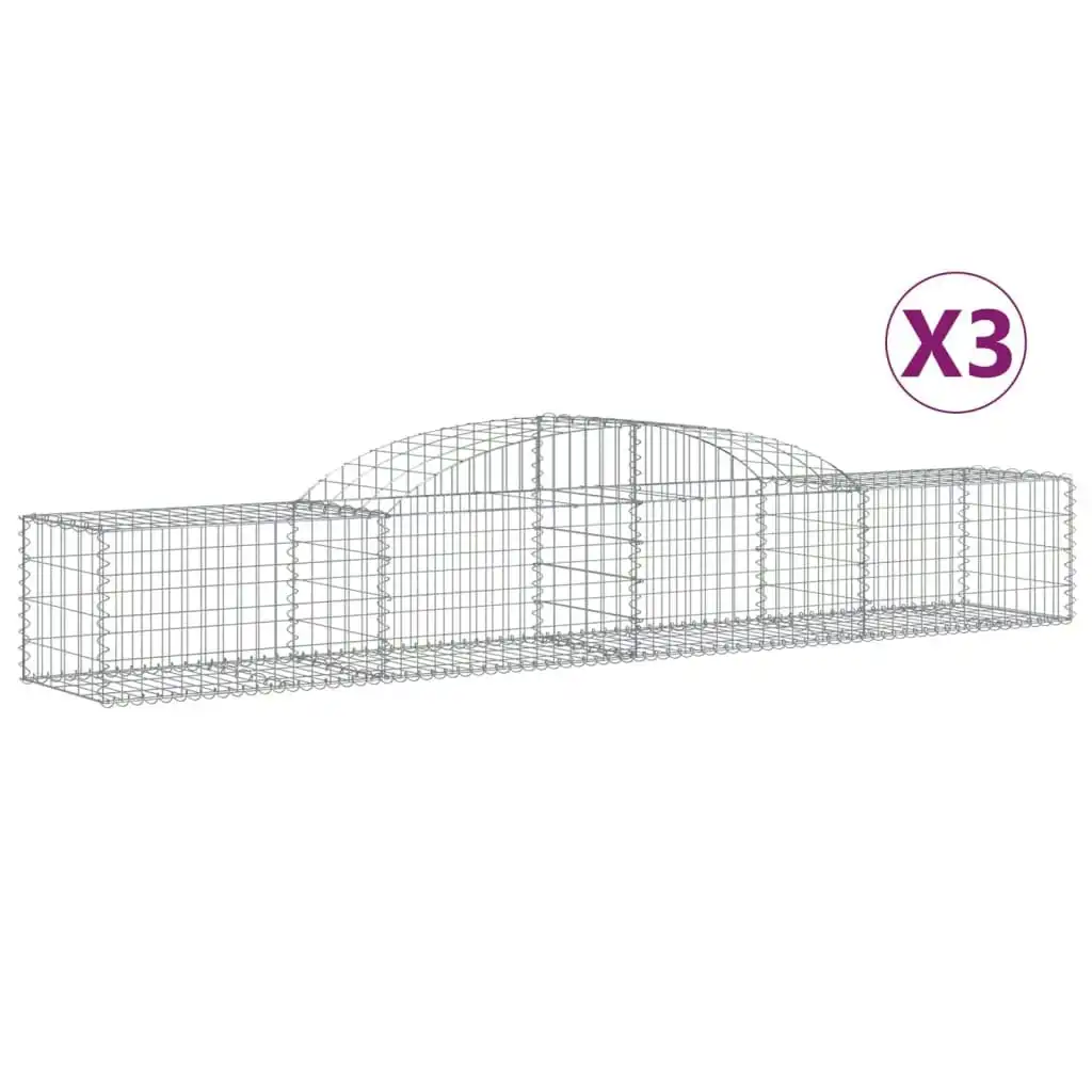 Arched Gabion Baskets 3 pcs 300x50x40/60 cm Galvanised Iron 3146648