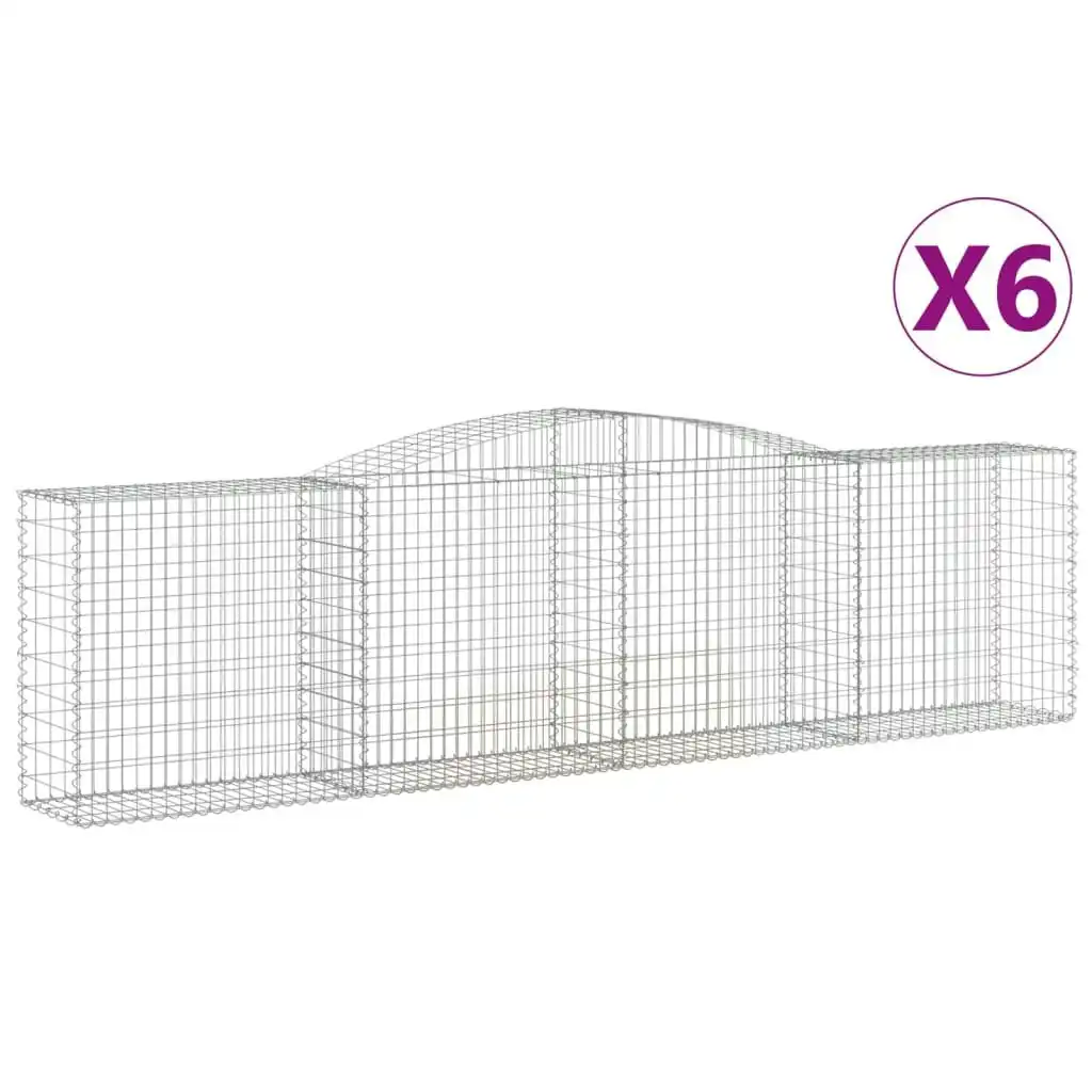 Arched Gabion Baskets 6 pcs 400x50x100/120 cm Galvanised Iron 3147000