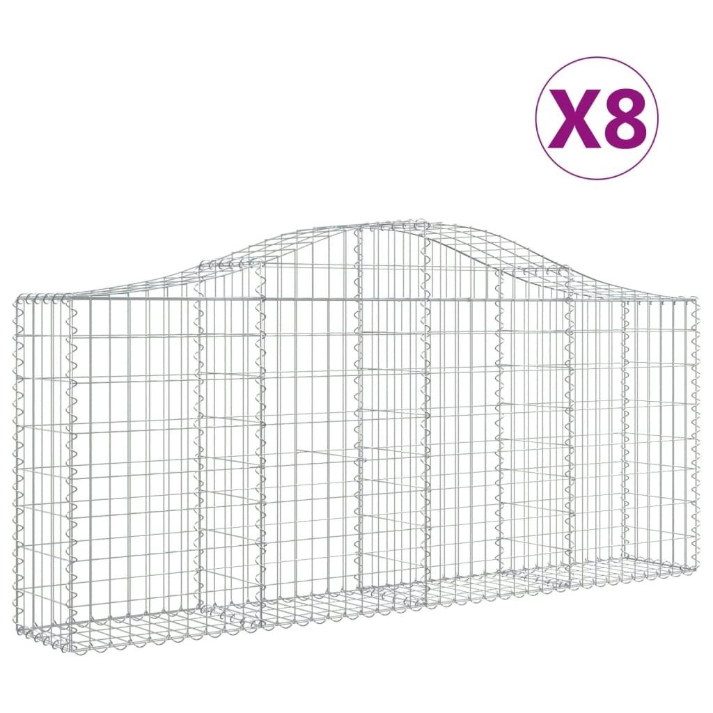 Arched Gabion Baskets 8 pcs 200x30x80/100 cm Galvanised Iron 3145415