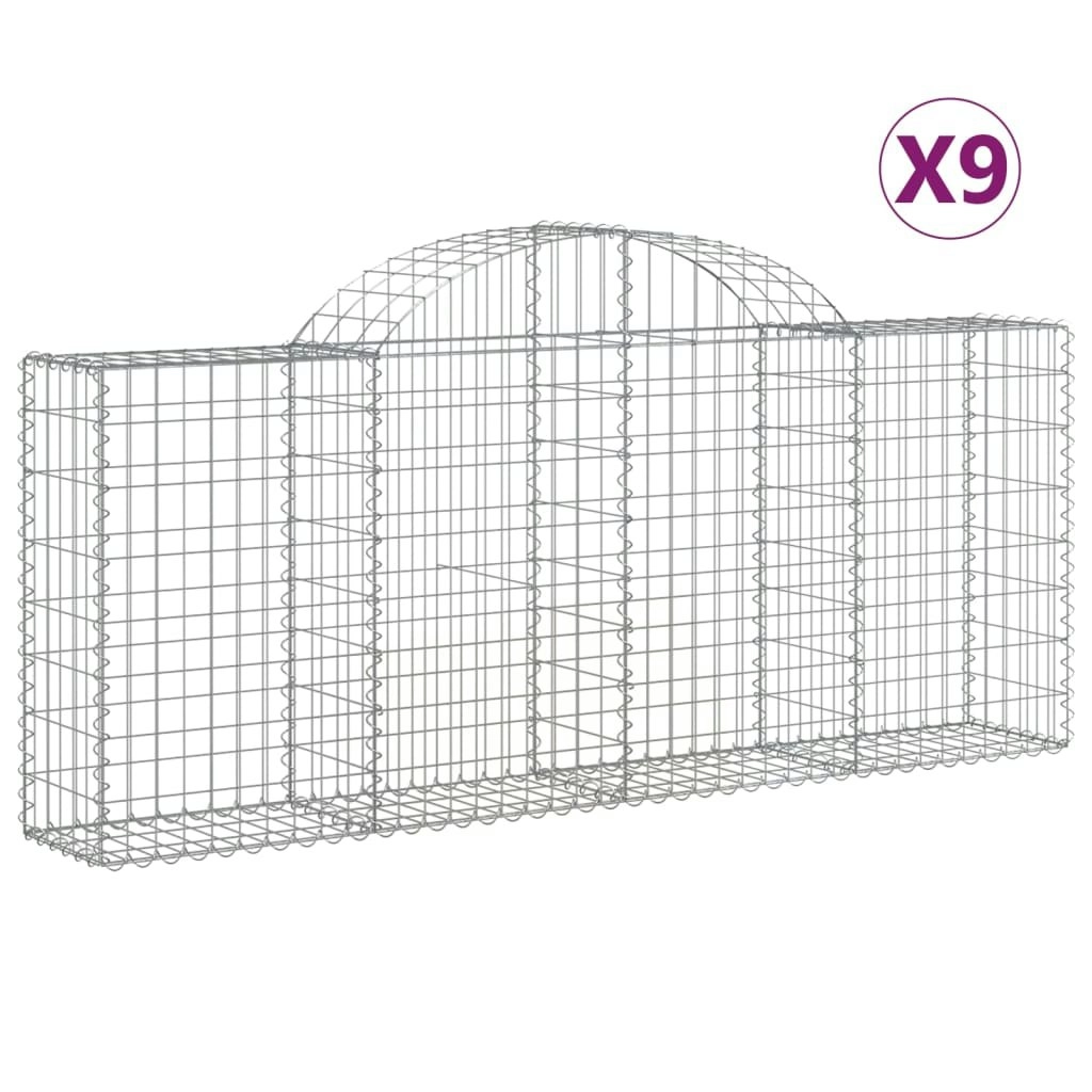 Arched Gabion Baskets 9 pcs 200x30x80/100 cm Galvanised Iron 3146096