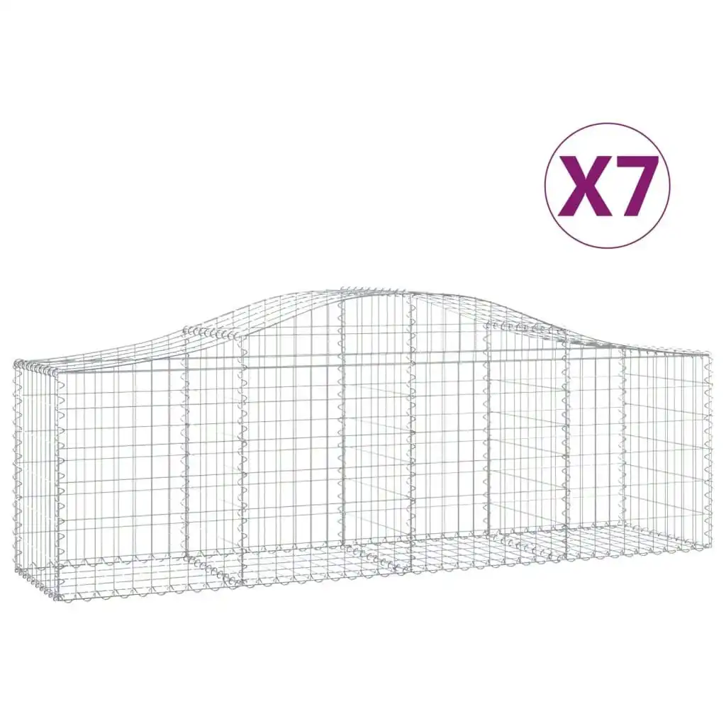 Arched Gabion Baskets 7 pcs 200x50x60/80 cm Galvanised Iron 3145603