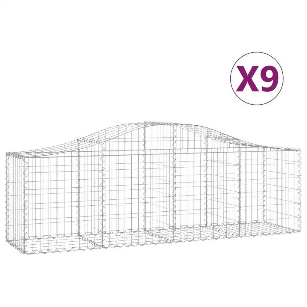 Arched Gabion Baskets 9 pcs 200x50x60/80 cm Galvanised Iron 3145605