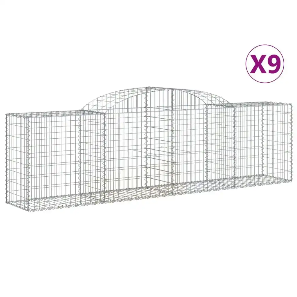 Arched Gabion Baskets 9 pcs 300x50x80/100 cm Galvanised Iron 3146690