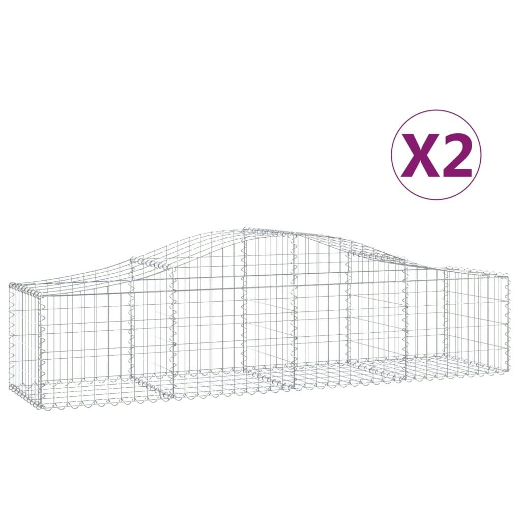 Arched Gabion Baskets 2 pcs 200x50x40/60 cm Galvanised Iron 3145577