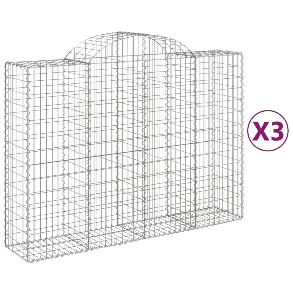 Arched Gabion Baskets 3 pcs 200x50x140/160 cm Galvanised Iron 3146363