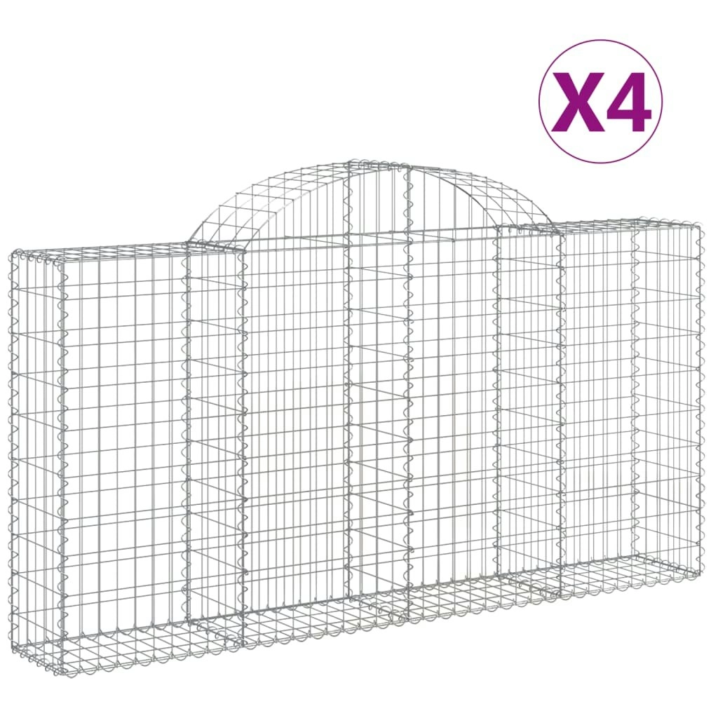 Arched Gabion Baskets 4 pcs 200x30x100/120 cm Galvanised Iron 3146112