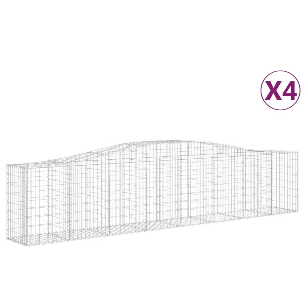 Arched Gabion Baskets 4 pcs 400x50x80/100 cm Galvanised Iron 3145945