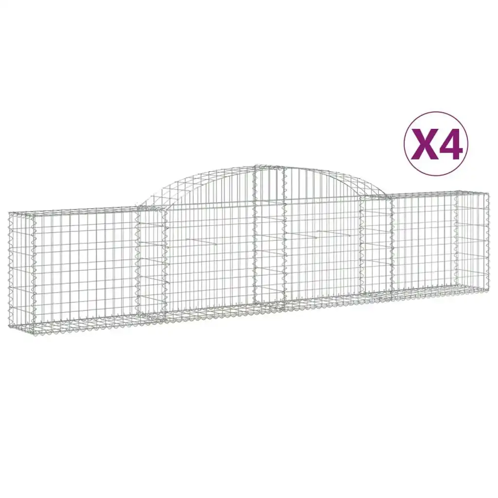 Arched Gabion Baskets 4 pcs 300x30x60/80 cm Galvanised Iron 3146487