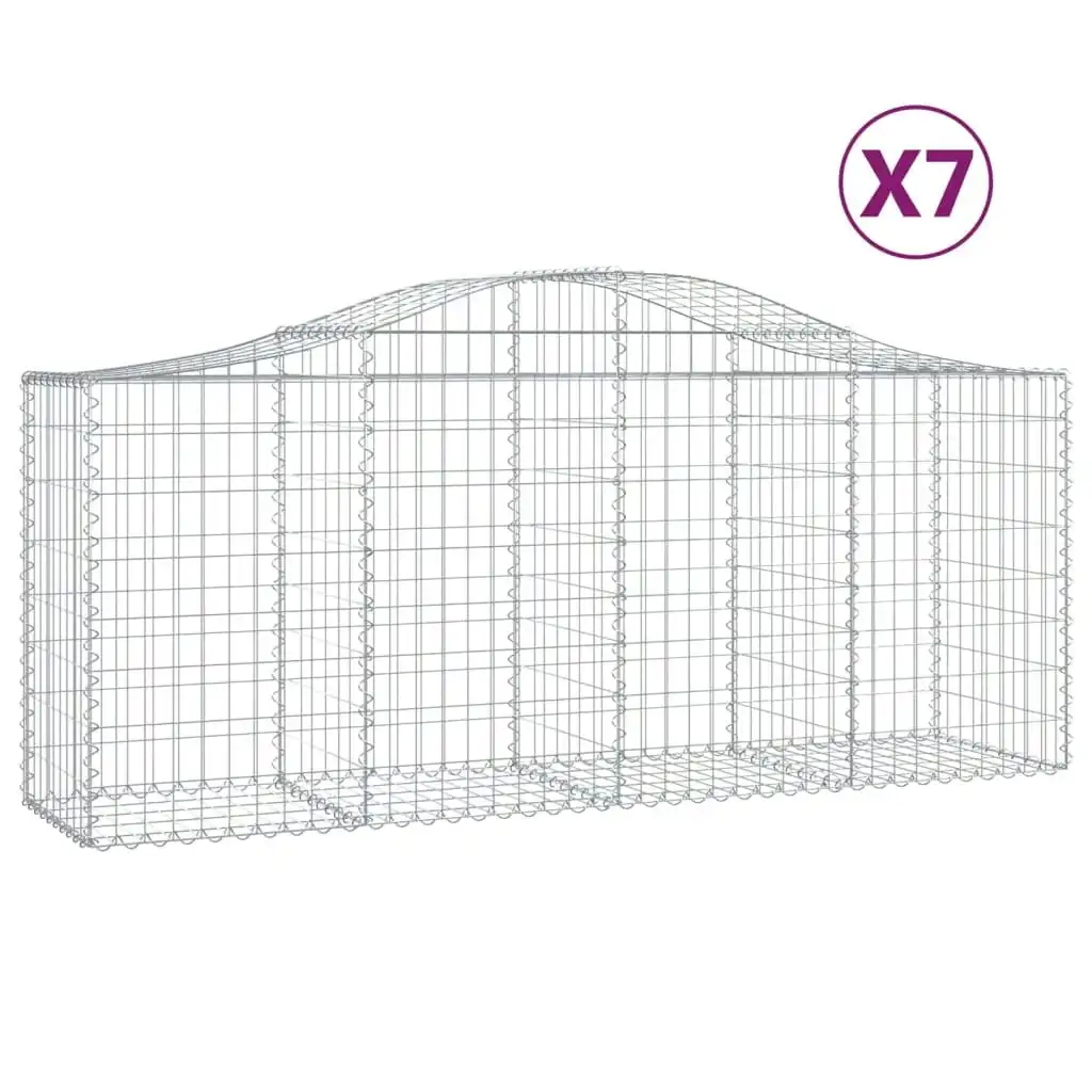 Arched Gabion Baskets 7 pcs 200x50x80/100 cm Galvanised Iron 3145624