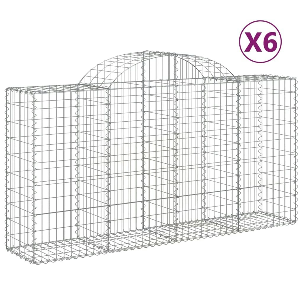 Arched Gabion Baskets 6 pcs 200x50x100/120 cm Galvanised Iron 3146324