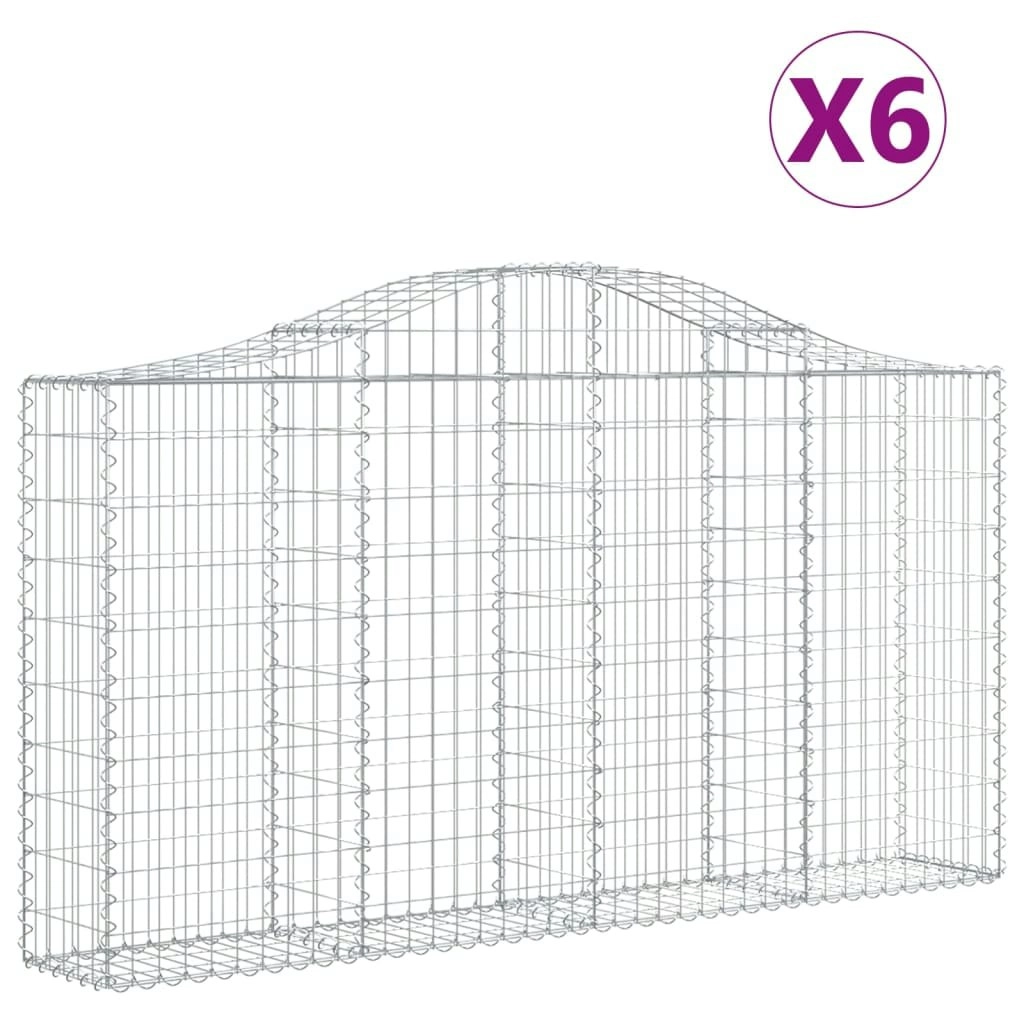 Arched Gabion Baskets 6 pcs 200x30x100/120 cm Galvanised Iron 3145434