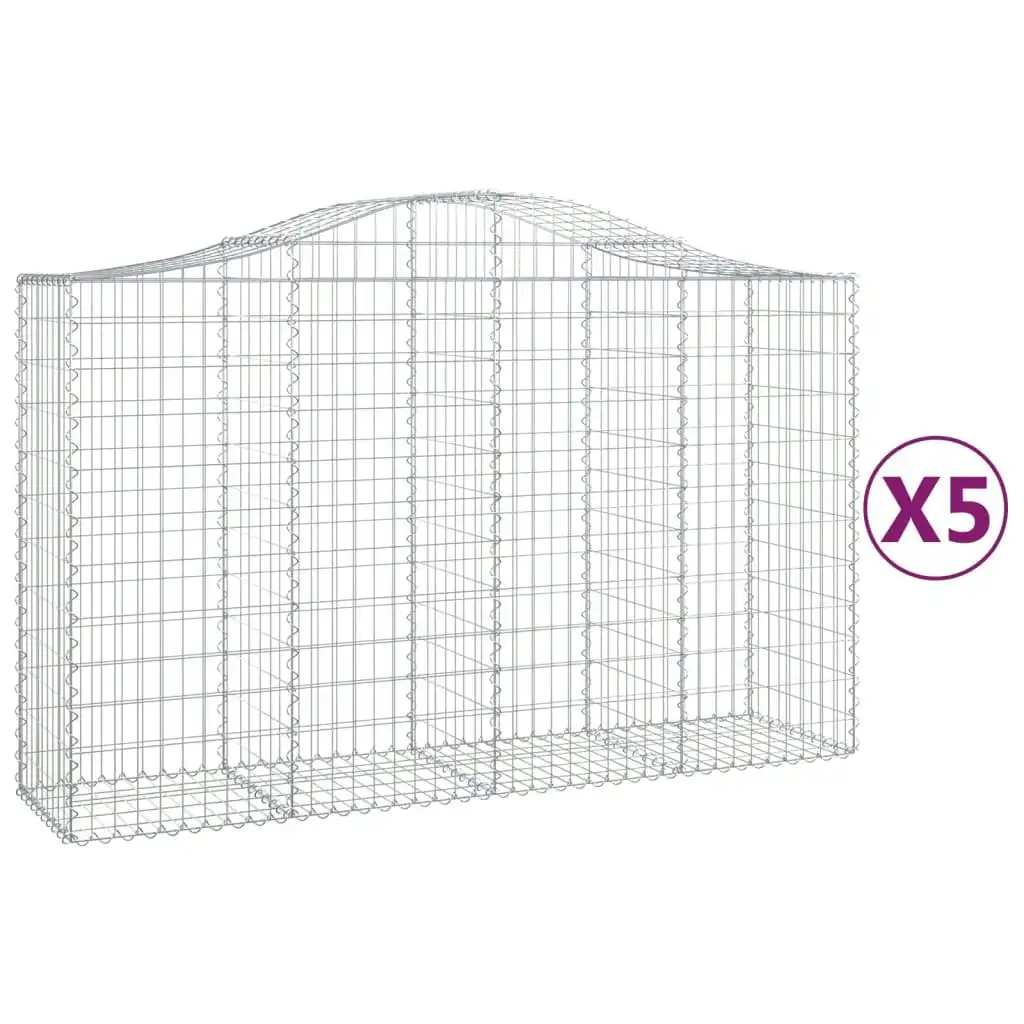 Arched Gabion Baskets 5 pcs 200x50x120/140 cm Galvanised Iron 3145664