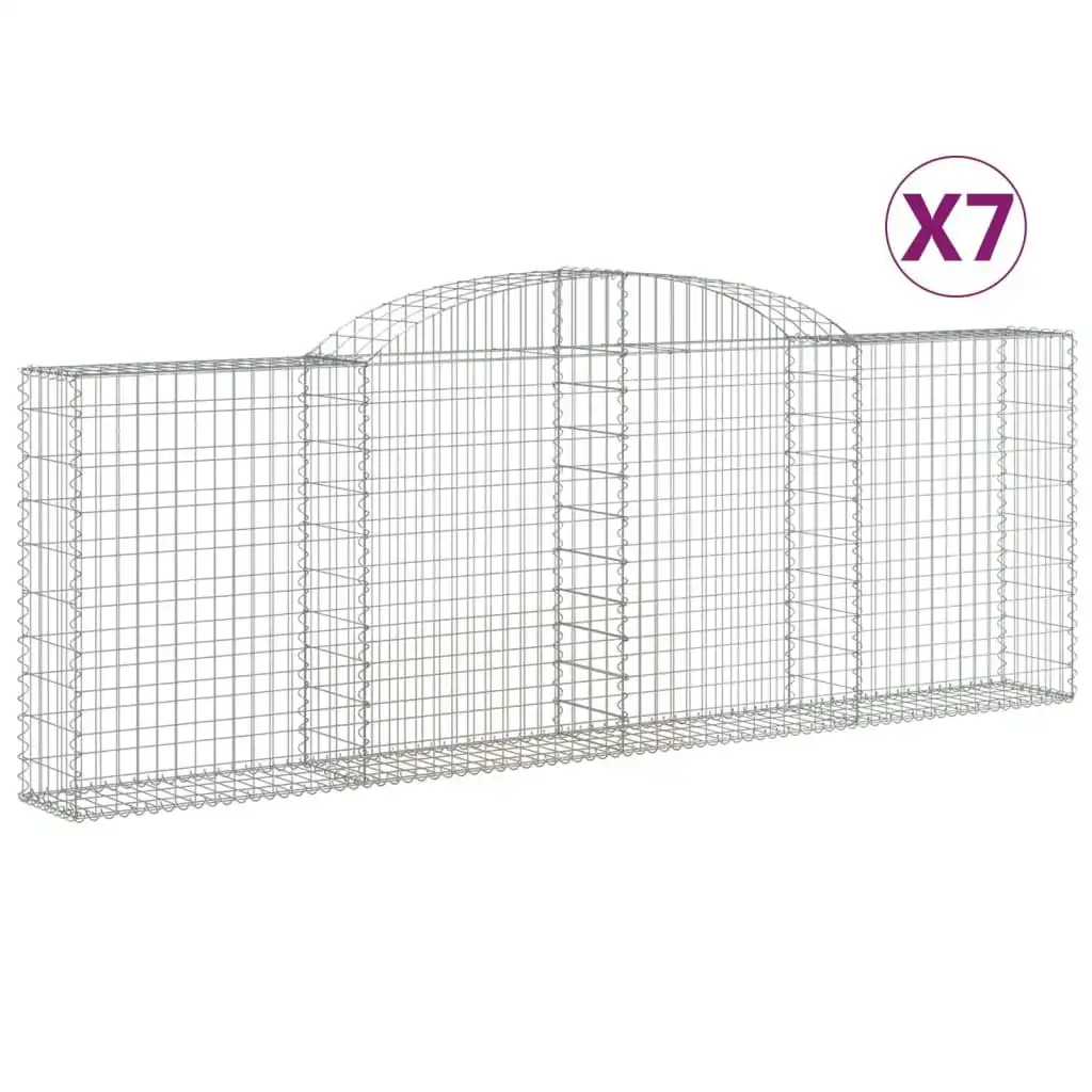 Arched Gabion Baskets 7 pcs 300x30x100/120 cm Galvanised Iron 3146526