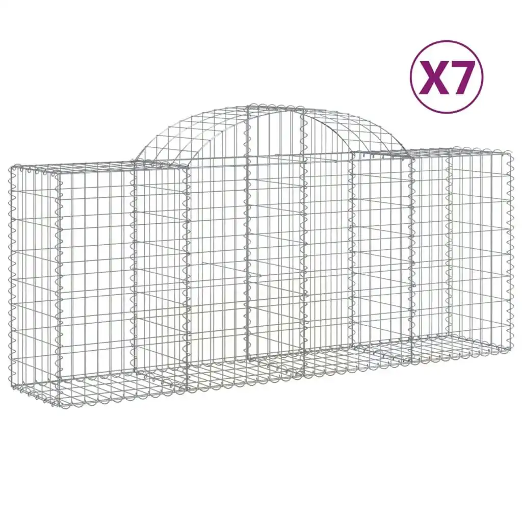 Arched Gabion Baskets 7 pcs 200x50x80/100 cm Galvanised Iron 3146304