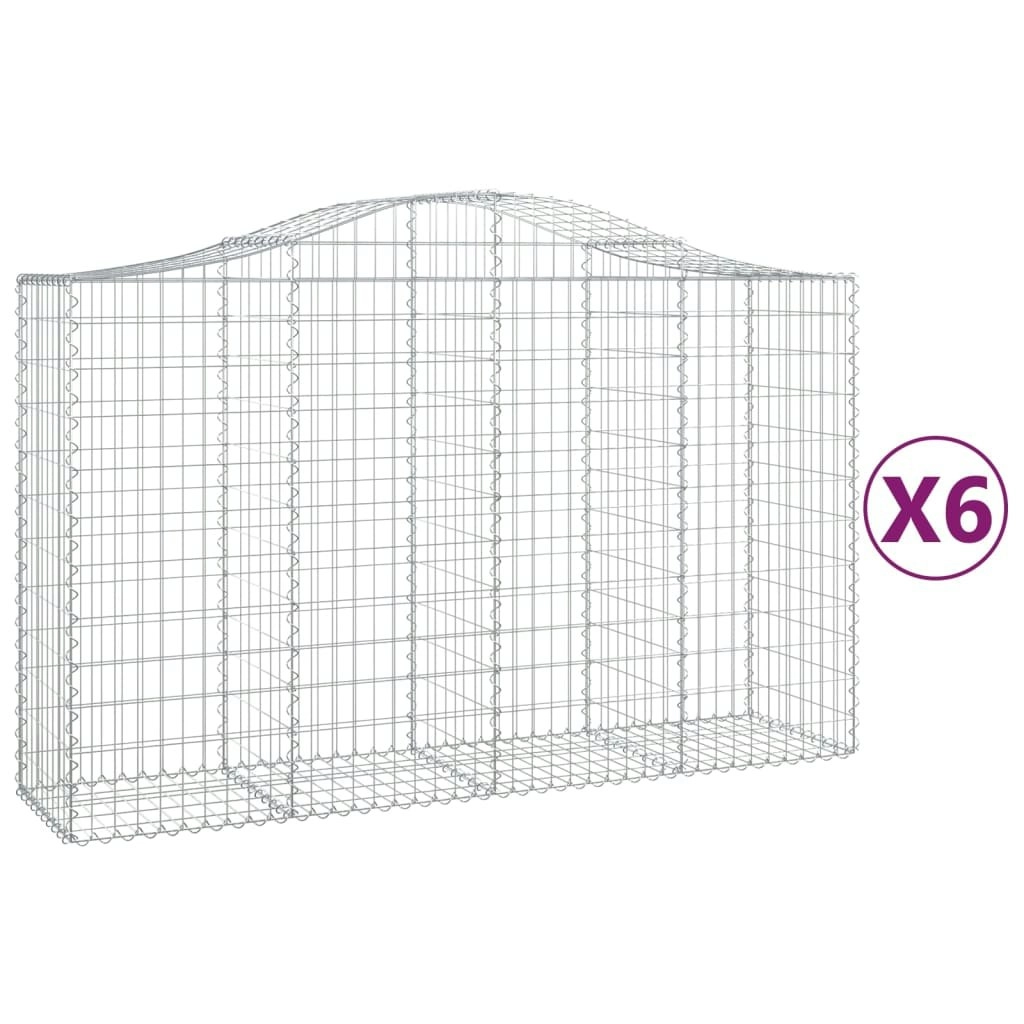 Arched Gabion Baskets 6 pcs 200x50x120/140 cm Galvanised Iron 3145665