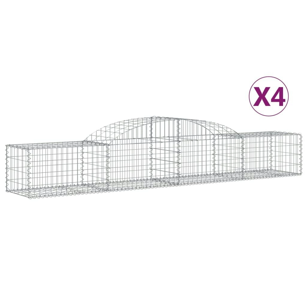 Arched Gabion Baskets 4 pcs 300x50x40/60 cm Galvanised Iron 3146649