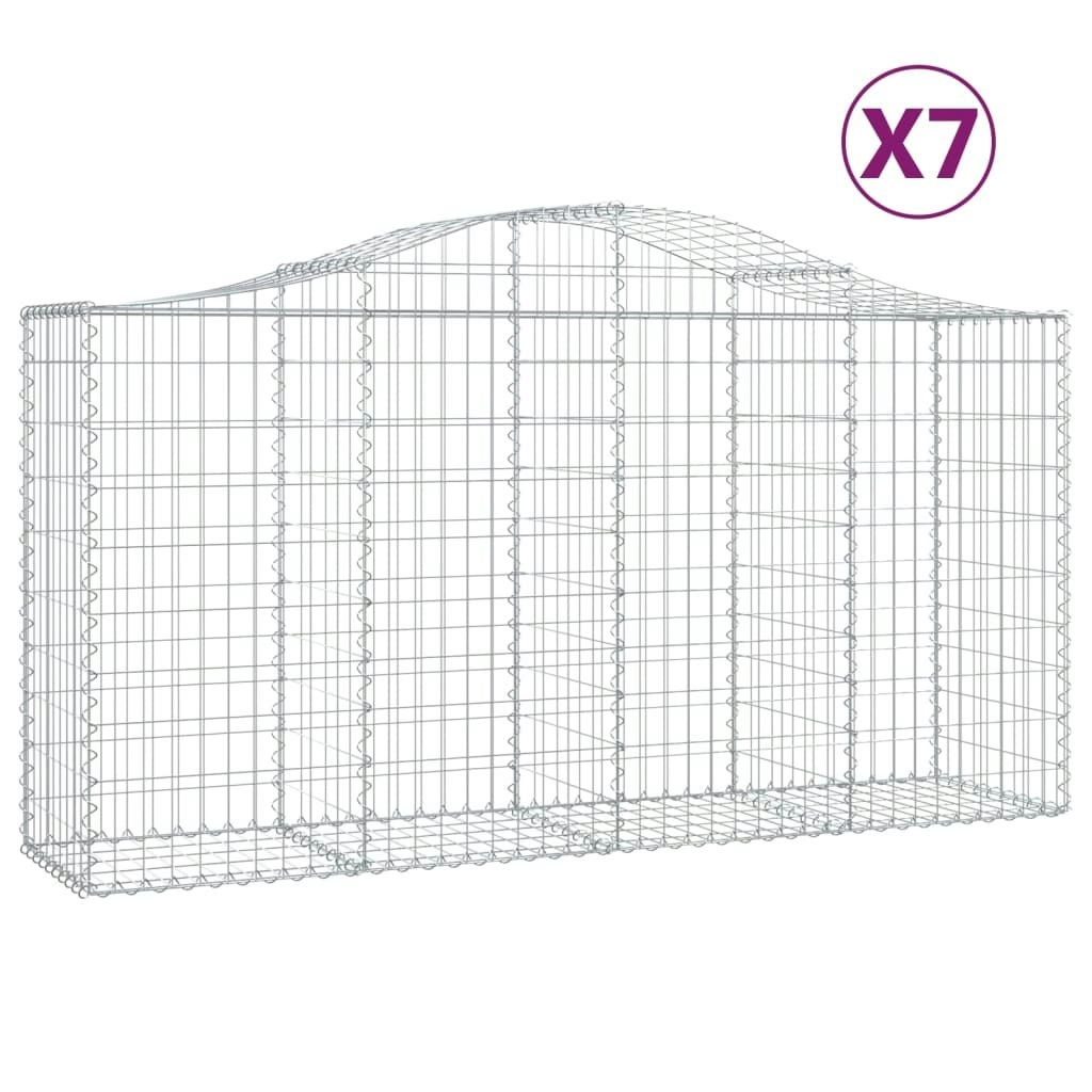 Arched Gabion Baskets 7 pcs 200x50x100/120 cm Galvanised Iron 3145645