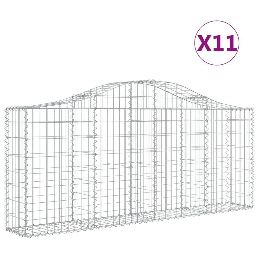 Arched Gabion Baskets 11 pcs 200x30x80/100 cm Galvanised Iron 3145418