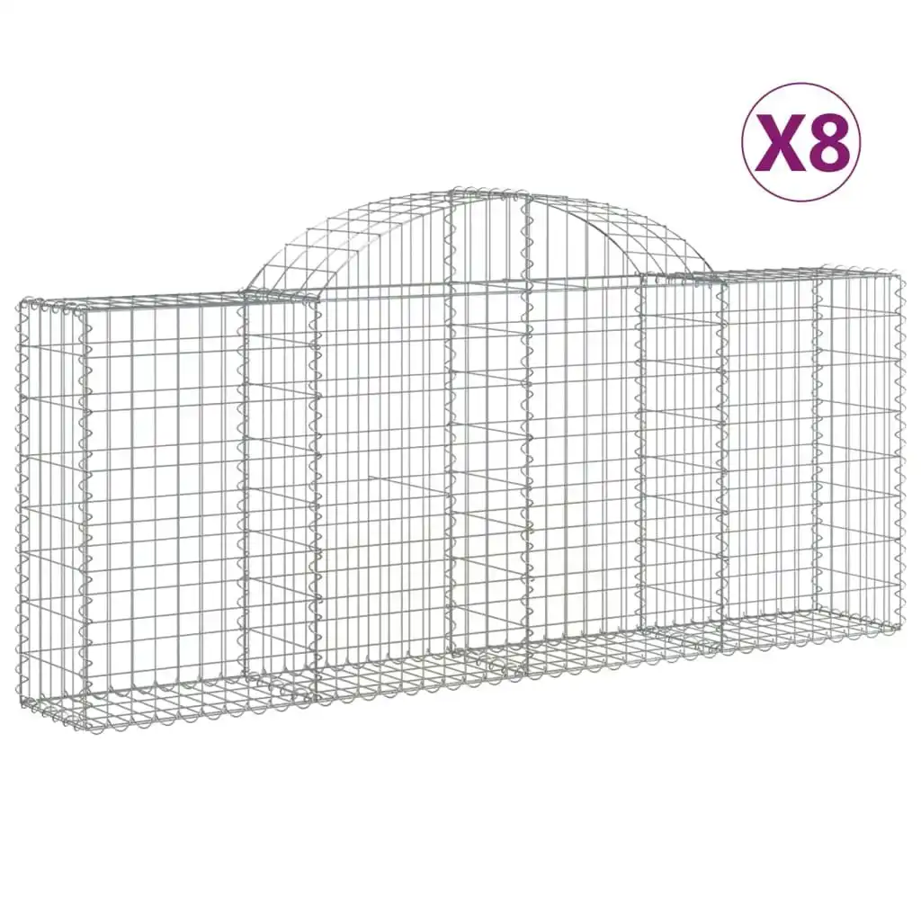 Arched Gabion Baskets 8 pcs 200x30x80/100 cm Galvanised Iron 3146095