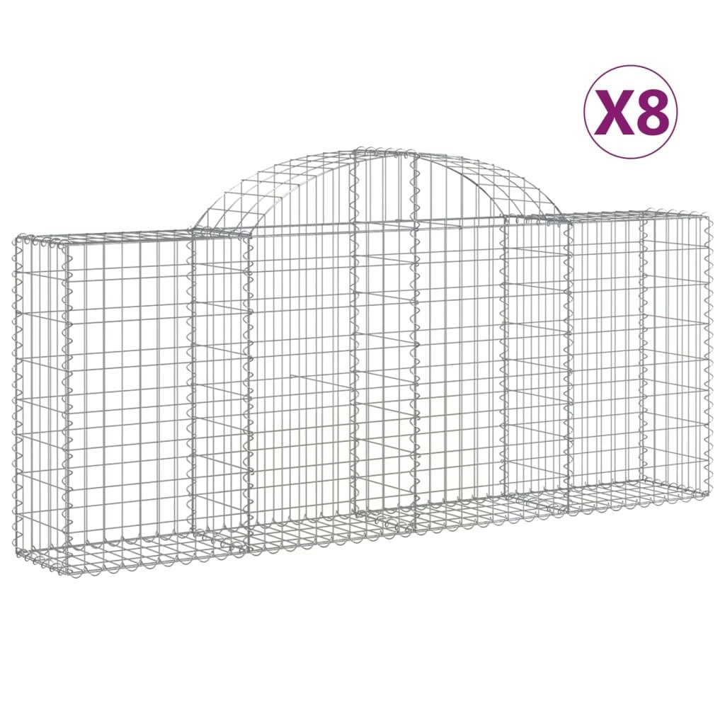 Arched Gabion Baskets 8 pcs 200x30x80/100 cm Galvanised Iron 3146095