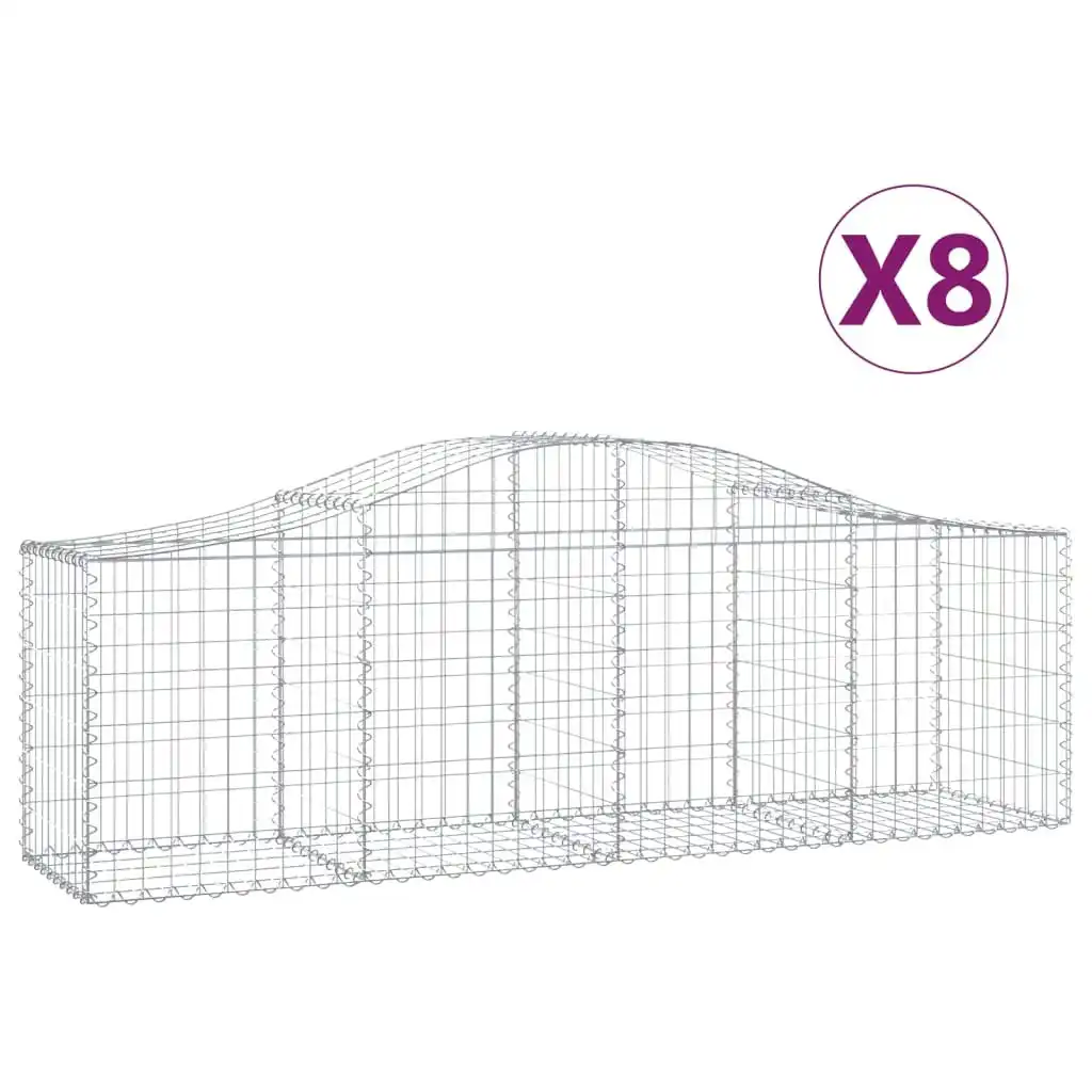 Arched Gabion Baskets 8 pcs 200x50x60/80 cm Galvanised Iron 3145604