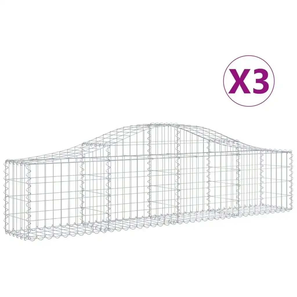 Arched Gabion Baskets 3 pcs 200x30x40/60 cm Galvanised Iron 3145368