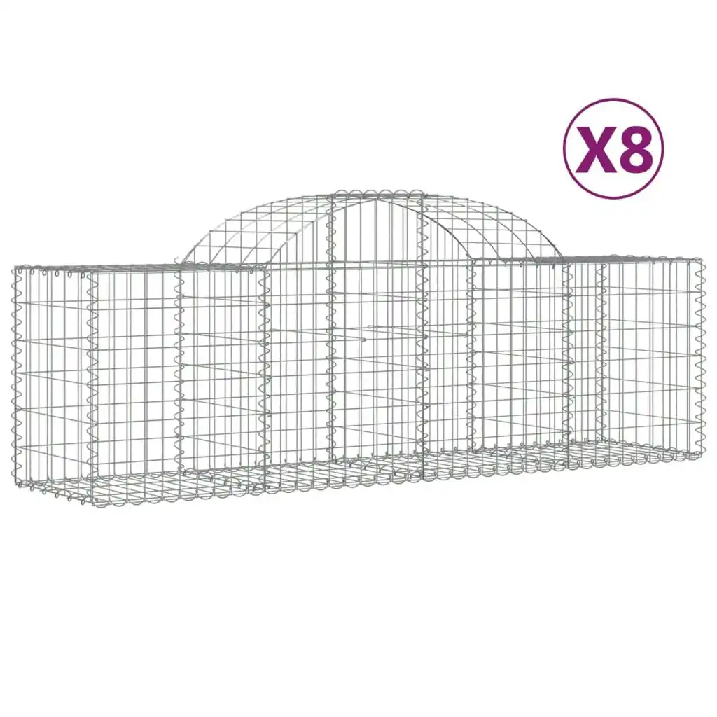 Arched Gabion Baskets 8 pcs 200x50x60/80 cm Galvanised Iron 3146284