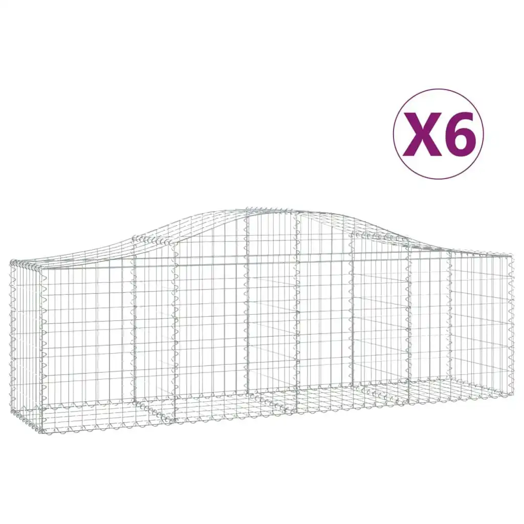 Arched Gabion Baskets 6 pcs 200x50x60/80 cm Galvanised Iron 3145602