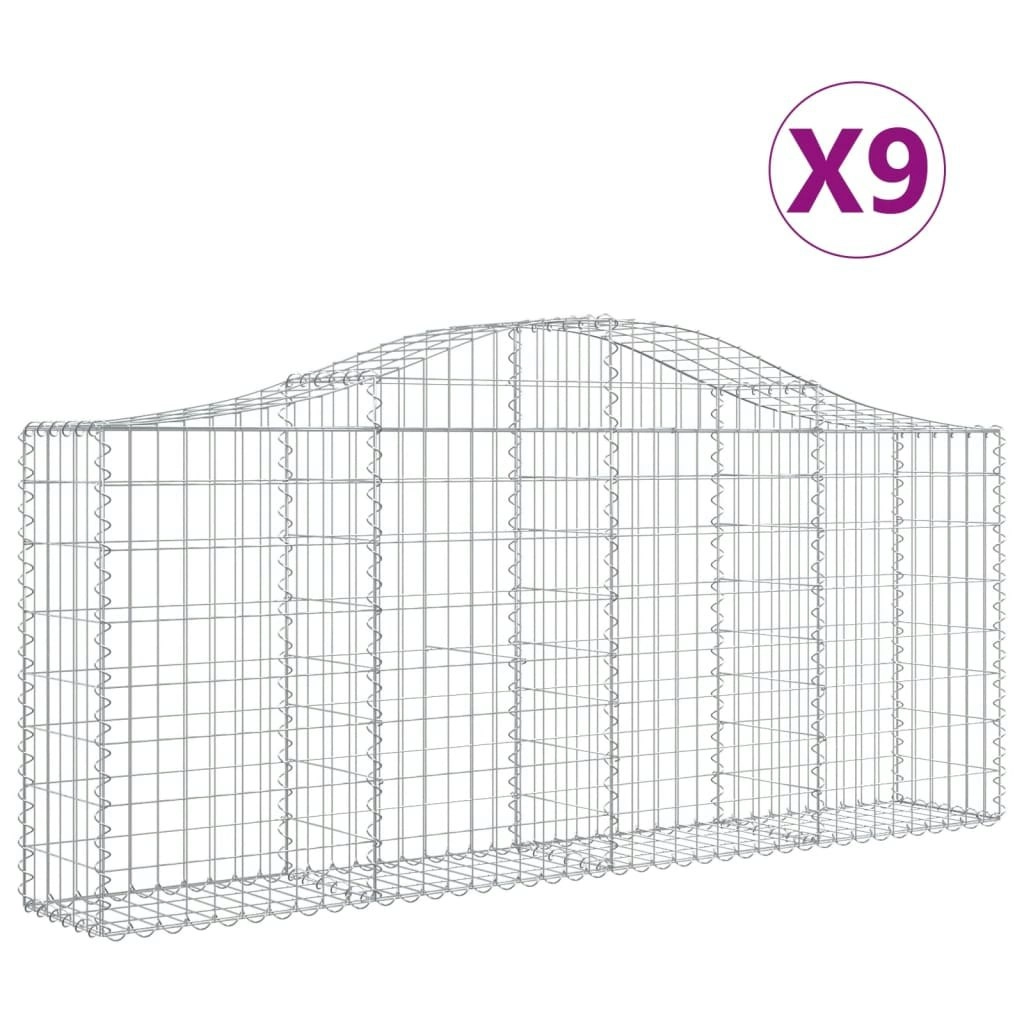 Arched Gabion Baskets 9 pcs 200x30x80/100 cm Galvanised Iron 3145416