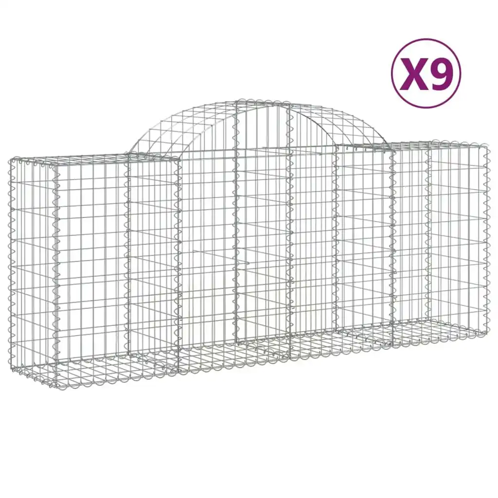 Arched Gabion Baskets 9 pcs 200x50x80/100 cm Galvanised Iron 3146306