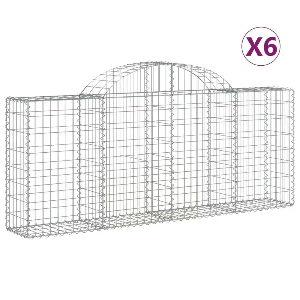 Arched Gabion Baskets 6 pcs 200x30x80/100 cm Galvanised Iron 3146093