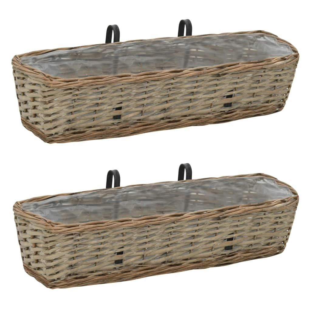 Balcony Planter 2 pcs Wicker with PE Lining 60 cm 246829