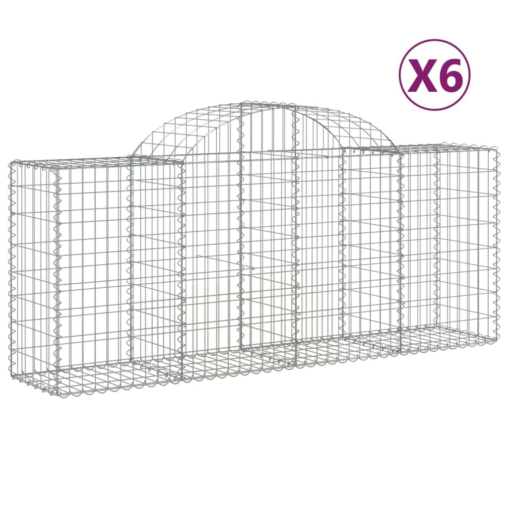 Arched Gabion Baskets 6 pcs 200x50x80/100 cm Galvanised Iron 3146303