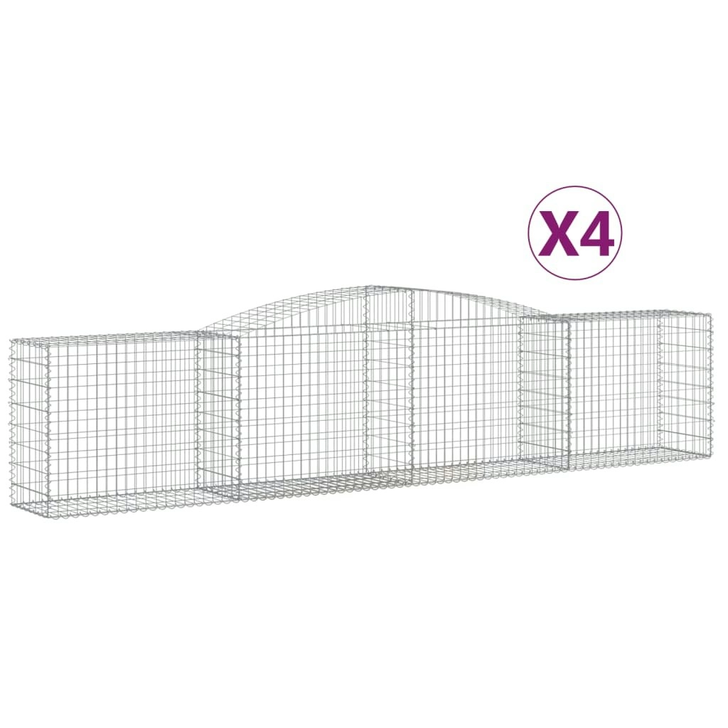 Arched Gabion Baskets 4 pcs 400x50x80/100 cm Galvanised Iron 3146985