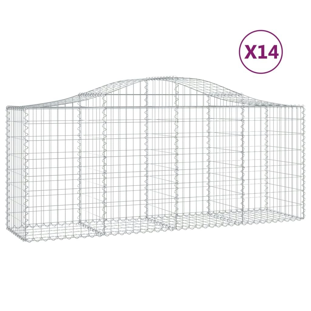 Arched Gabion Baskets 14 pcs 200x50x80/100 cm Galvanised Iron 3145631