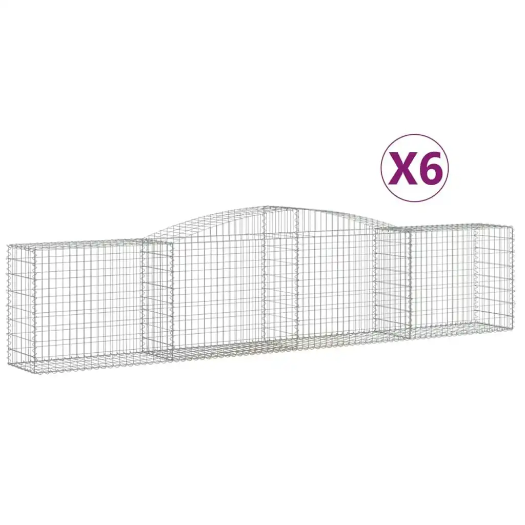 Arched Gabion Baskets 6 pcs 400x50x80/100 cm Galvanised Iron 3146987