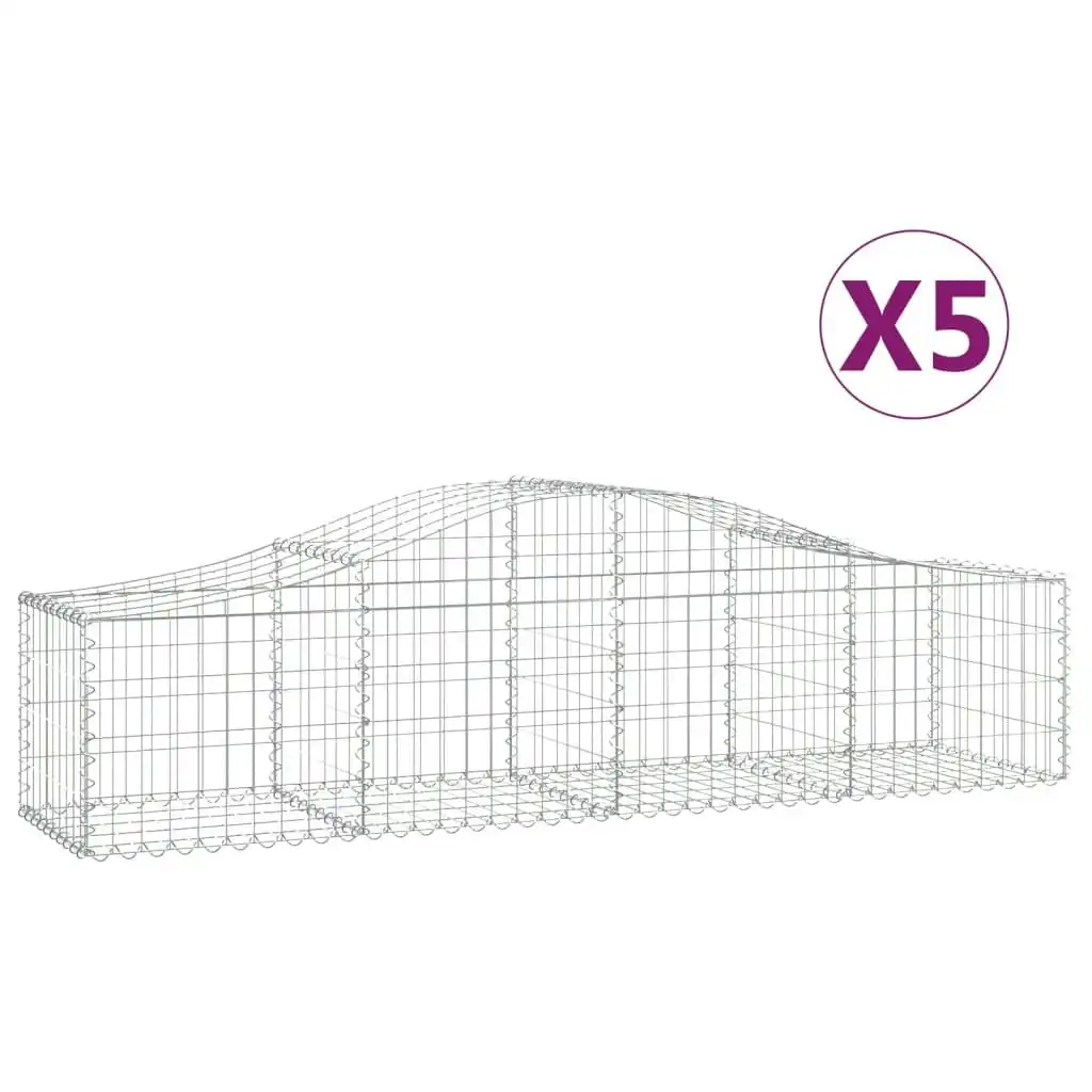 Arched Gabion Baskets 5 pcs 200x50x40/60 cm Galvanised Iron 3145580