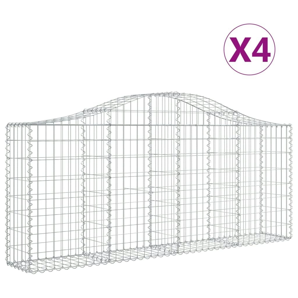 Arched Gabion Baskets 4 pcs 200x30x80/100 cm Galvanised Iron 3145411